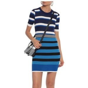 New DVF West Striped Ribbed T-shirt dress